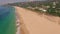 Aerial View from Flying Drone Over Beach and Sea