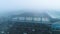 Aerial View of the foggy Henryk Reyman City Stadium in Cracow. Majestic Footage