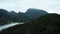 Aerial view foggy over green mountain in Chiang Dao, Thailand.