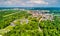 Aerial view of Fontainebleau and Avon. Seine-et-Marne department of France