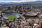 Aerial view of football stadium and bullfight arena in mexico ci