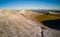 Aerial view of a footpath leading to the summit of Corn Du and Pen-y-Fan in the Brecon Beacons