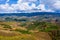 Aerial view of forest destroyed by agriculture of shifting cultivation.