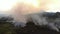 Aerial view forest fire on the mountains.