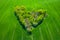 Aerial view of forest heart in the green fields. Natural Love Valentine Symbol