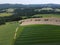 Aerial view of the forest and meadows and fields