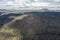 Aerial view of forest regeneration after severe bushfires in The Blue Mountains in Australia