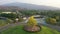 Aerial view formal garden in Royal Park Ratchaphruek at Chaingmai, Thailand.