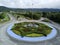 Aerial view formal garden in Royal Park Ratchaphruek at Chaingmai, Thailand.