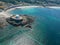 Aerial view Fort grey, West coast of Guernsey.