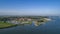 Aerial view of the fortified city of Willemstad, Moerdijk in the Province of Noord-Brabant, Netherlands. Star fortifications were