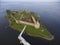 Aerial view on fortress Oreshek on island