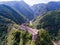 Aerial view of Fortress Poenari near Arefu, Arges County, Romania