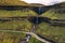 Aerial view of the Fossa Waterfall on island Bordoy in the Faroe Islands