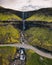 Aerial view of the Fossa Waterfall on island Bordoy in the Faroe Islands