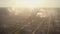 Aerial view. In the frame is a chemical industrial complex. Many factory chimneys spew smoke. Atmospheric pollution is