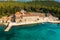 Aerial view of Franciscan monastery on Badija Island near Korcula, Adriatic Sea