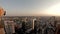 Aerial view of the Frankfurt - Main skyline in Germany - Lady shows camera to take a picture