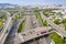 Aerial view of  freeway interchange in kaohsiung city.