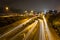 Aerial view of the freeway at night. Auckland, New Zealand