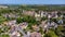 Aerial view of the French castle of Blandy les Tours in Seine et Marne