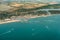 Aerial View of french coastline around city La Grande-Motte