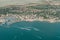 Aerial View of french coastline around city La Grande-Motte