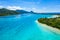 Aerial view of French Polynesia Tahiti island Huahine and Motu coral reef lagoon