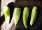 Aerial view of fresh jalapeno pepper on wooden background