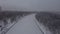 Aerial view of frozen river canal