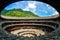 Aerial view of fujian tulou hakka roundhouse