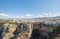 Aerial view at the full Ronda city, iconic New Bridge above the gauge, natural geological phenomenon, erosion cliffs, touristic