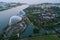 Aerial view of garden by the bay park in Singapore in the evening