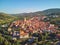 Aerial view of Garganta la Olla located in Extremadura Spain