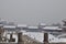 Aerial view of Gate of Supreme Harmony entrance, Forbidden City during winter day