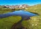 Aerial view of Gavia pass at dawn, Ponte di Legno, Italy