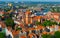 Aerial view of Gdansk with Gothic Church