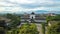 Aerial view of Gedung Sate, Bandung, West Java, Indonesia. Old Historical building with art decoration style, Governor Office