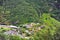 Aerial view of Geiranger village on fjord