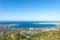 Aerial view of Gelendzhik sea bay. Photo of resort city from hill of caucasian mountains.