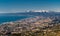 Aerial view of Genoa and its gulf seen from Monte Fasce