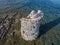 Aerial View of the Genovese Tower, Tour Genoise, Cap Corse Peninsula, Corsica. Coastline. France