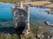 Aerial View of the Genovese Tower, Tour Genoise, Cap Corse Peninsula, Corsica. Coastline. France