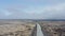 Aerial view gently rising over Ring Road, the most important highway in Iceland. Drone view showing stunning and surreal