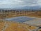 Aerial view of Genuine Energy Farm in the Hot Arid Desert of Palm Springs California