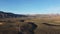 Aerial view of geological formations in Virgin town, Utah, in blue sky background