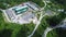 aerial view of a geothermal power plant in the mountains. Volcano energy