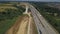 Aerial view of a German Autobahn with construction works