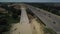 Aerial view of a German Autobahn with construction works