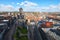 Aerial view of Ghent from Belfry. Saint Nicholas` Church and beautiful medieval buildings.